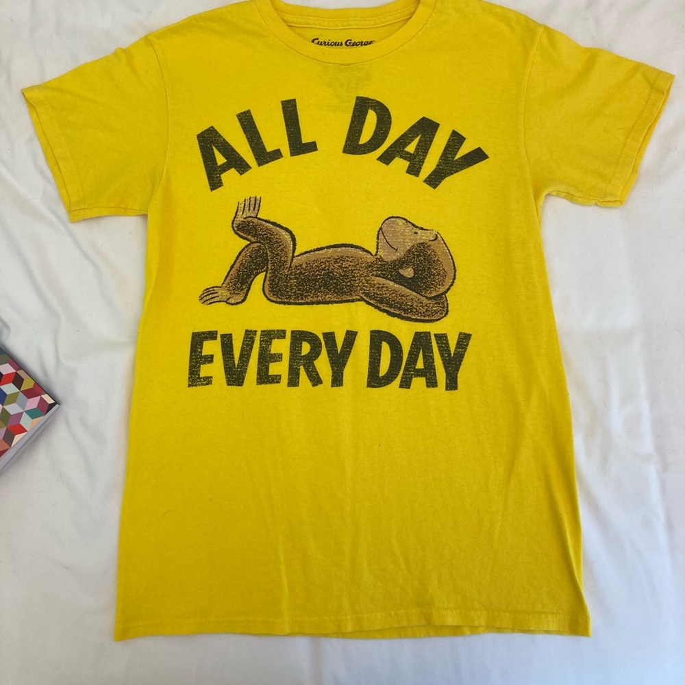 Curious George Yellow "All Day Everyday" T-Shirt - Small
